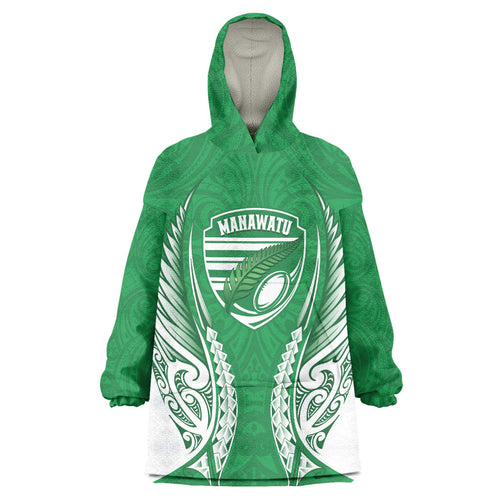 Manawatu 2026 Rugby Custom Wearable Blanket Hoodie NZ Maori Silver Fern