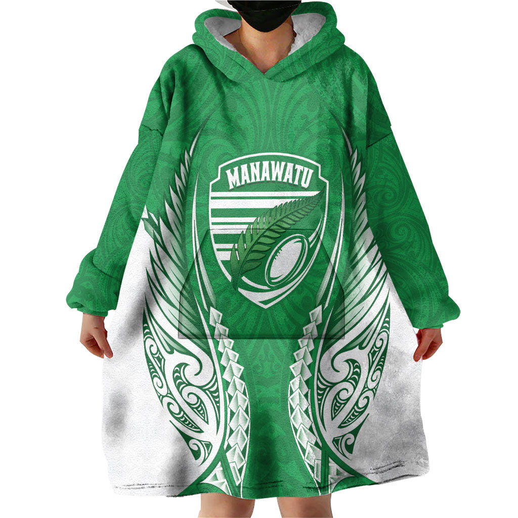 Manawatu 2026 Rugby Custom Wearable Blanket Hoodie NZ Maori Silver Fern