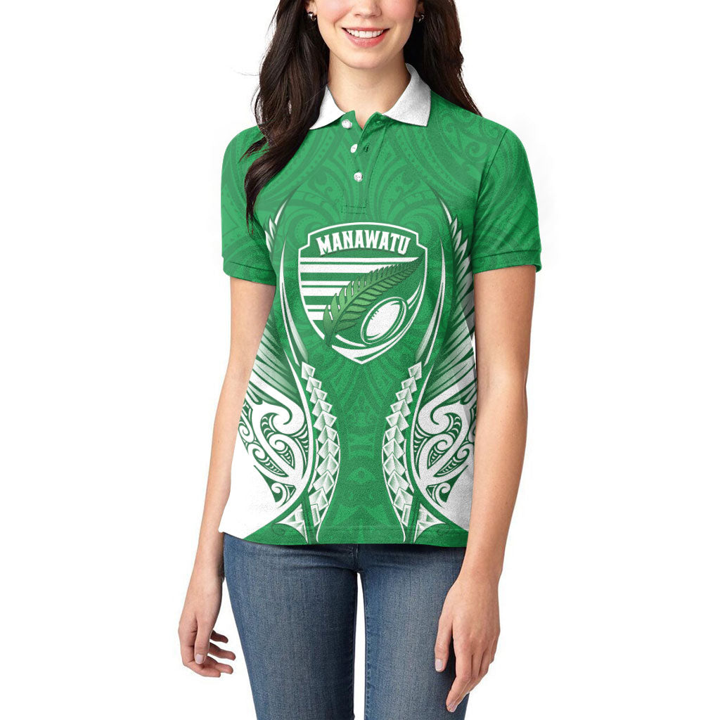 Manawatu 2026 Rugby Custom Women Polo Shirt NZ Maori Silver Fern