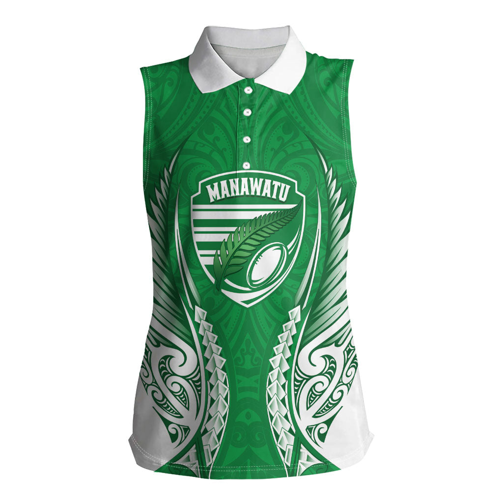Manawatu 2026 Rugby Custom Women Sleeveless Polo Shirt NZ Maori Silver Fern