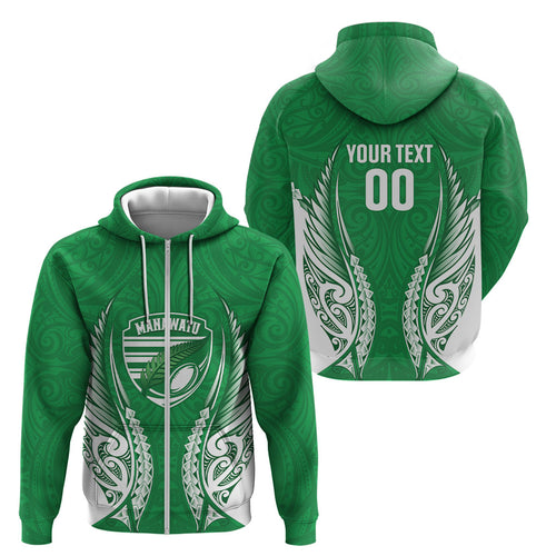 Manawatu 2026 Rugby Custom Zip Hoodie NZ Maori Silver Fern
