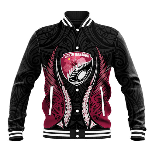 North Harbour 2026 Rugby Custom Baseball Jacket NZ Maori Silver Fern
