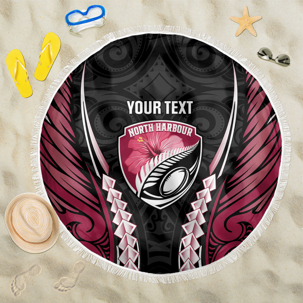 North Harbour 2026 Rugby Custom Beach Blanket NZ Maori Silver Fern