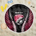 North Harbour 2026 Rugby Custom Beach Blanket NZ Maori Silver Fern