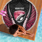 North Harbour 2026 Rugby Custom Beach Blanket NZ Maori Silver Fern