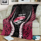 North Harbour 2026 Rugby Custom Blanket NZ Maori Silver Fern