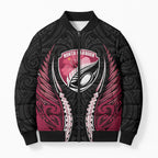North Harbour 2026 Rugby Custom Bomber Puffer Jacket NZ Maori Silver Fern