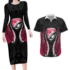 North Harbour 2026 Rugby Custom Couples Matching Long Sleeve Bodycon Dress and Hawaiian Shirt NZ Maori Silver Fern
