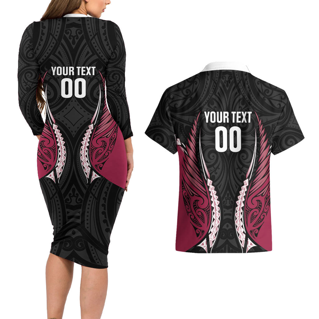 North Harbour 2026 Rugby Custom Couples Matching Long Sleeve Bodycon Dress and Hawaiian Shirt NZ Maori Silver Fern