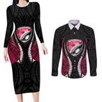 North Harbour 2026 Rugby Custom Couples Matching Long Sleeve Bodycon Dress and Long Sleeve Button Shirt NZ Maori Silver Fern