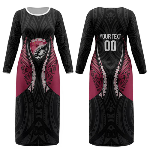 North Harbour 2026 Rugby Custom Couples Matching Long Sleeve Bodycon Dress and Long Sleeve Button Shirt NZ Maori Silver Fern LT14