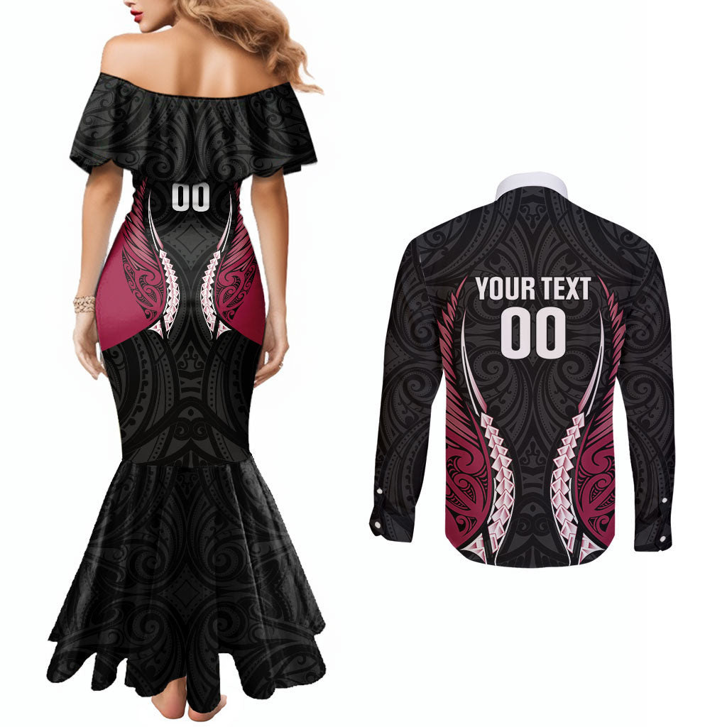 North Harbour 2026 Rugby Custom Couples Matching Mermaid Dress and Long Sleeve Button Shirt NZ Maori Silver Fern