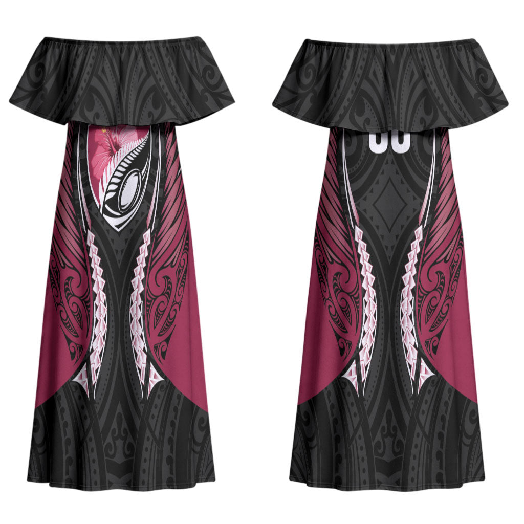 North Harbour 2026 Rugby Custom Couples Matching Off Shoulder Maxi Dress and Hawaiian Shirt NZ Maori Silver Fern LT14