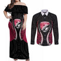 North Harbour 2026 Rugby Custom Couples Matching Off Shoulder Maxi Dress and Long Sleeve Button Shirt NZ Maori Silver Fern