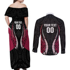 North Harbour 2026 Rugby Custom Couples Matching Off Shoulder Maxi Dress and Long Sleeve Button Shirt NZ Maori Silver Fern