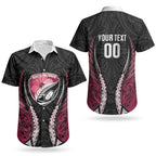 North Harbour 2026 Rugby Custom Couples Matching Off Shoulder Short Dress and Hawaiian Shirt NZ Maori Silver Fern LT14