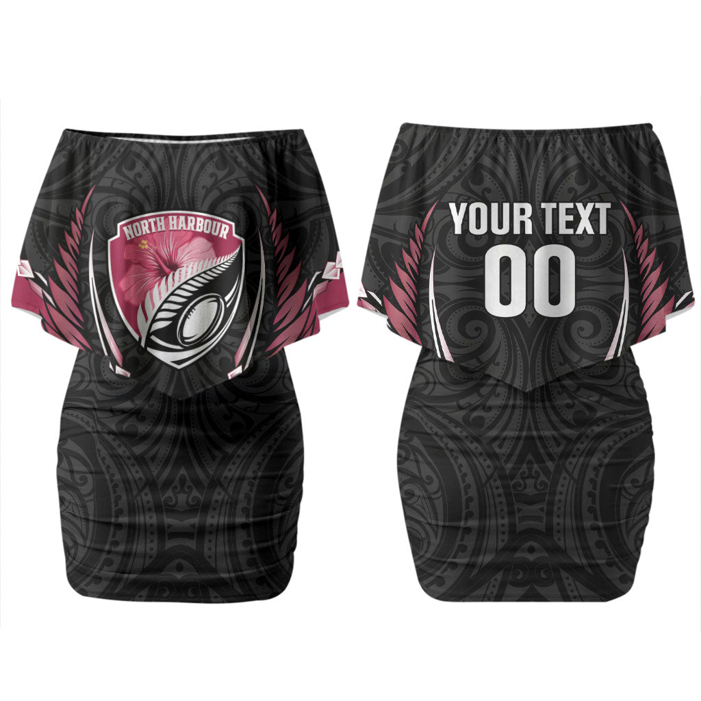North Harbour 2026 Rugby Custom Couples Matching Off Shoulder Short Dress and Long Sleeve Button Shirt NZ Maori Silver Fern LT14
