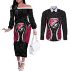 North Harbour 2026 Rugby Custom Couples Matching Off The Shoulder Long Sleeve Dress and Long Sleeve Button Shirt NZ Maori Silver Fern