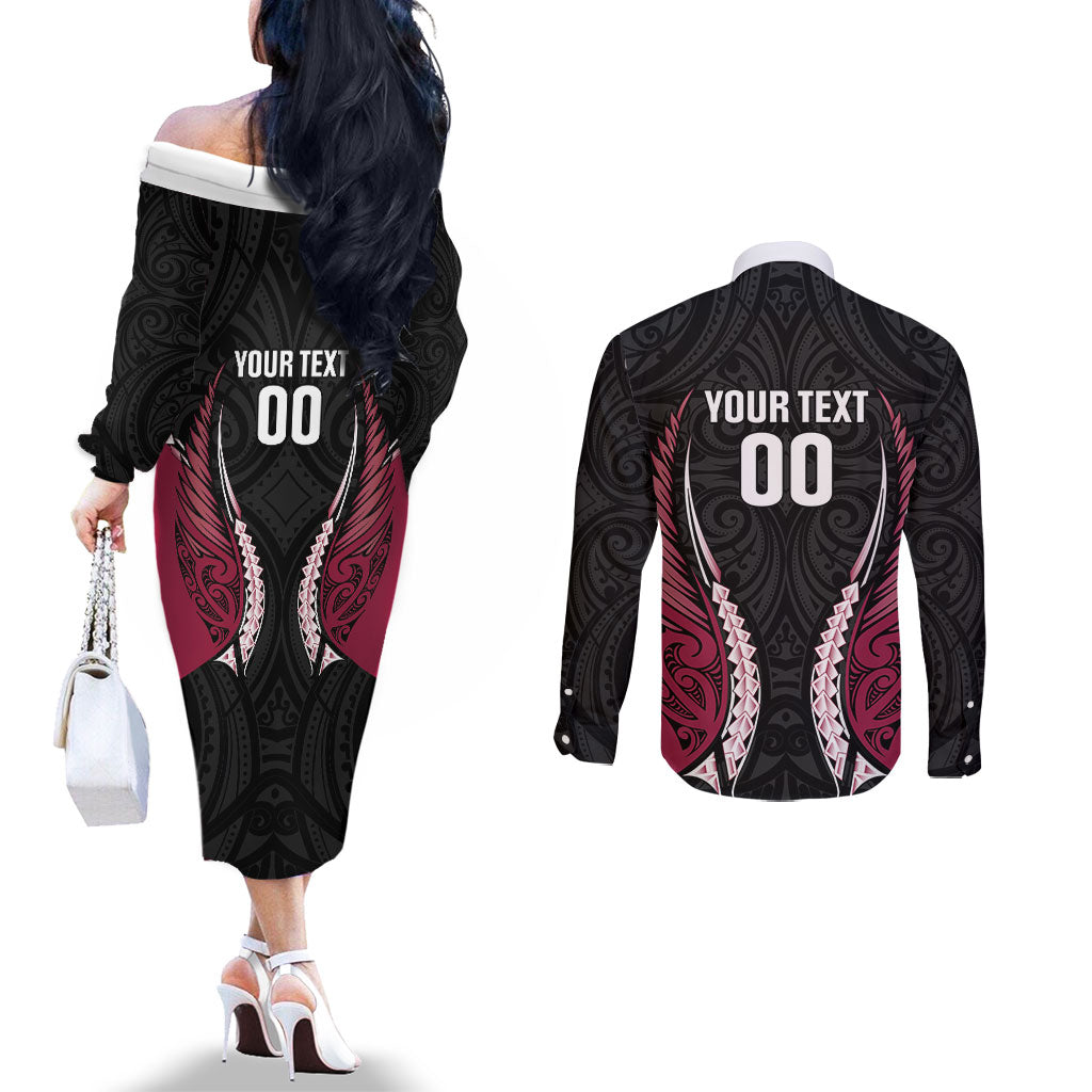 North Harbour 2026 Rugby Custom Couples Matching Off The Shoulder Long Sleeve Dress and Long Sleeve Button Shirt NZ Maori Silver Fern