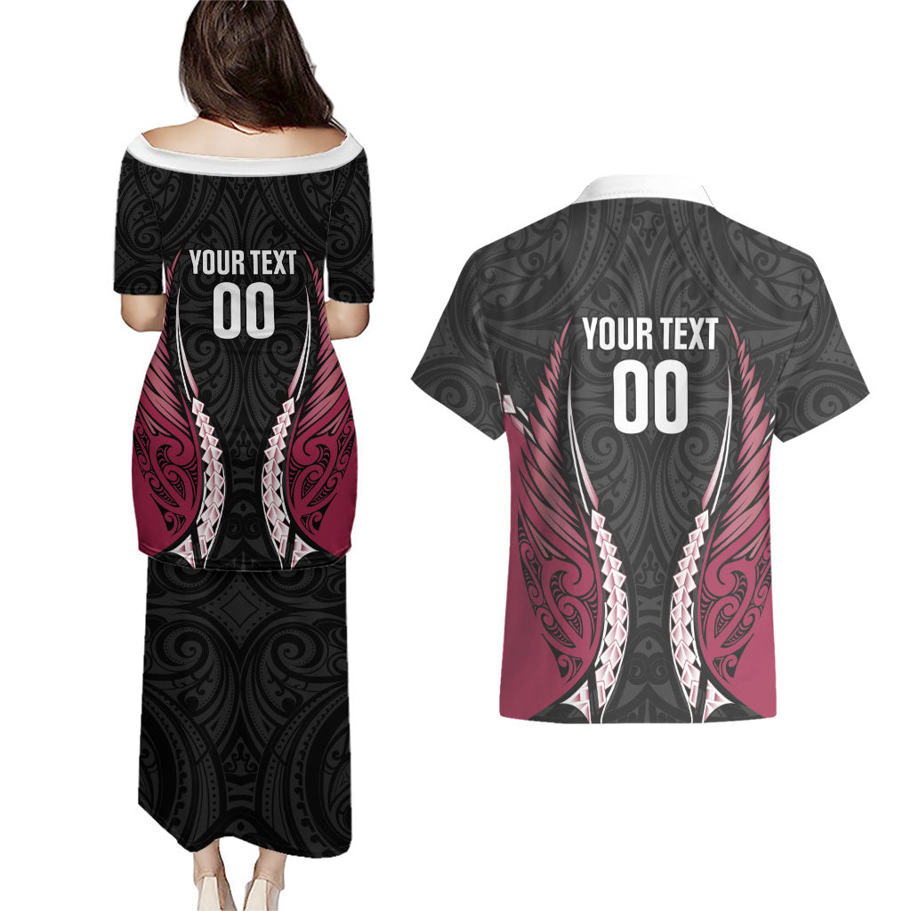 North Harbour 2026 Rugby Custom Couples Matching Puletasi and Hawaiian Shirt NZ Maori Silver Fern