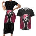 North Harbour 2026 Rugby Custom Couples Matching Short Sleeve Bodycon Dress and Hawaiian Shirt NZ Maori Silver Fern