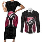 North Harbour 2026 Rugby Custom Couples Matching Short Sleeve Bodycon Dress and Long Sleeve Button Shirt NZ Maori Silver Fern