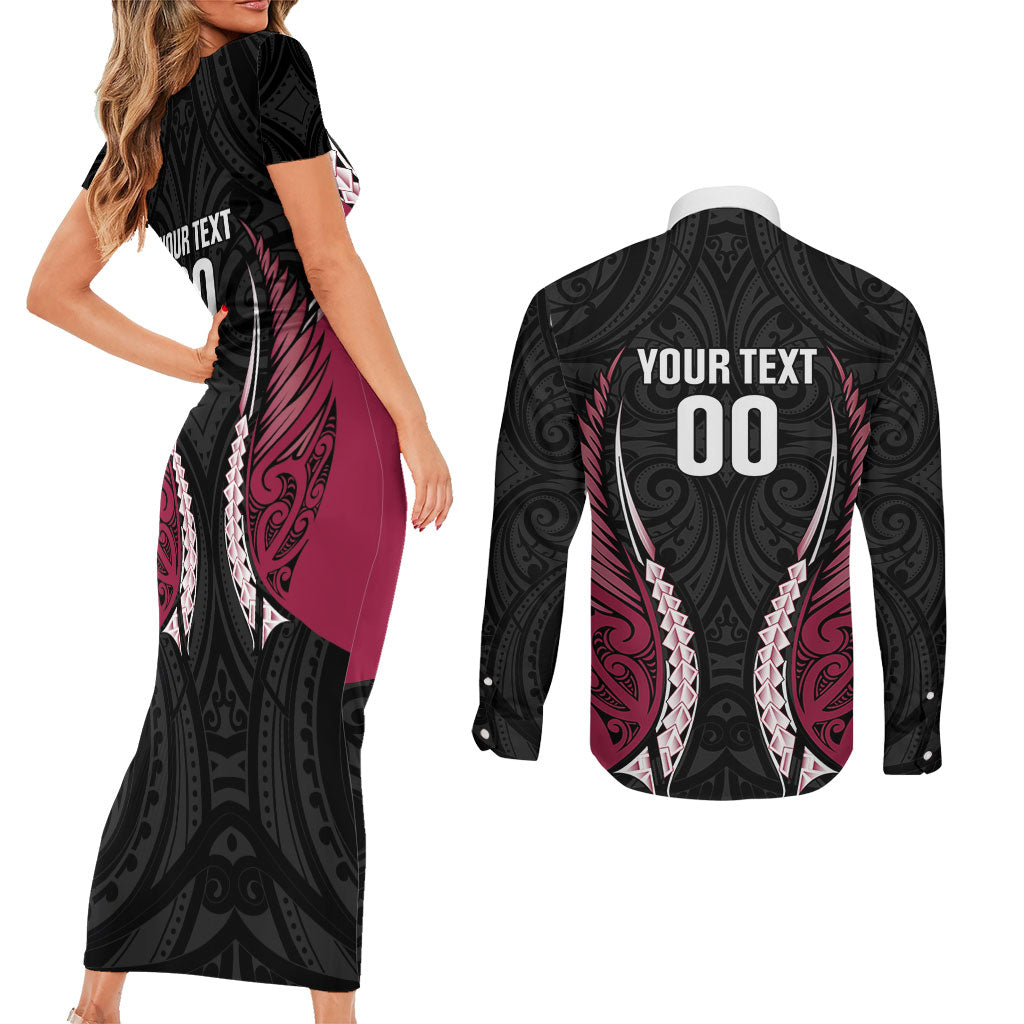 North Harbour 2026 Rugby Custom Couples Matching Short Sleeve Bodycon Dress and Long Sleeve Button Shirt NZ Maori Silver Fern