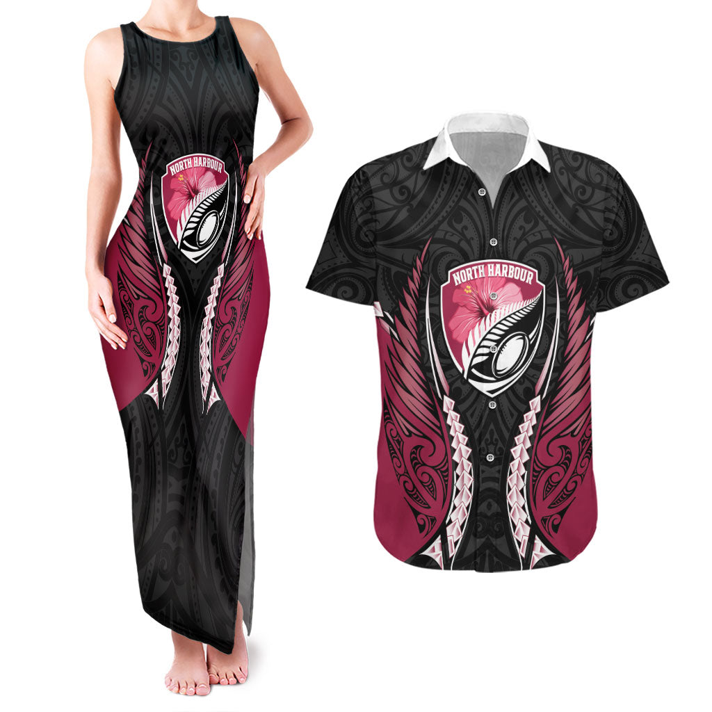 North Harbour 2026 Rugby Custom Couples Matching Tank Maxi Dress and Hawaiian Shirt NZ Maori Silver Fern