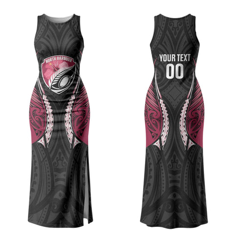 North Harbour 2026 Rugby Custom Couples Matching Tank Maxi Dress and Hawaiian Shirt NZ Maori Silver Fern LT14