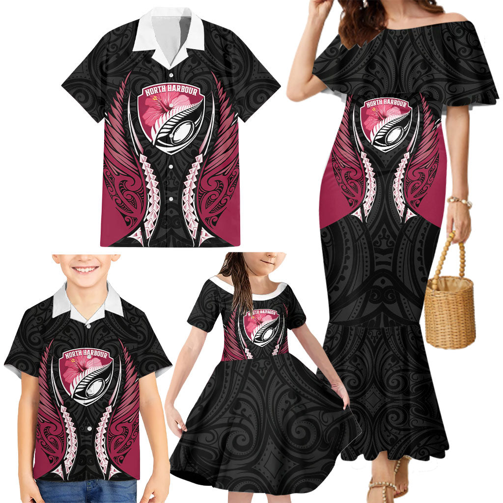 North Harbour 2026 Rugby Custom Family Matching Mermaid Dress and Hawaiian Shirt NZ Maori Silver Fern