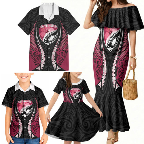 North Harbour 2026 Rugby Custom Family Matching Mermaid Dress and Hawaiian Shirt NZ Maori Silver Fern