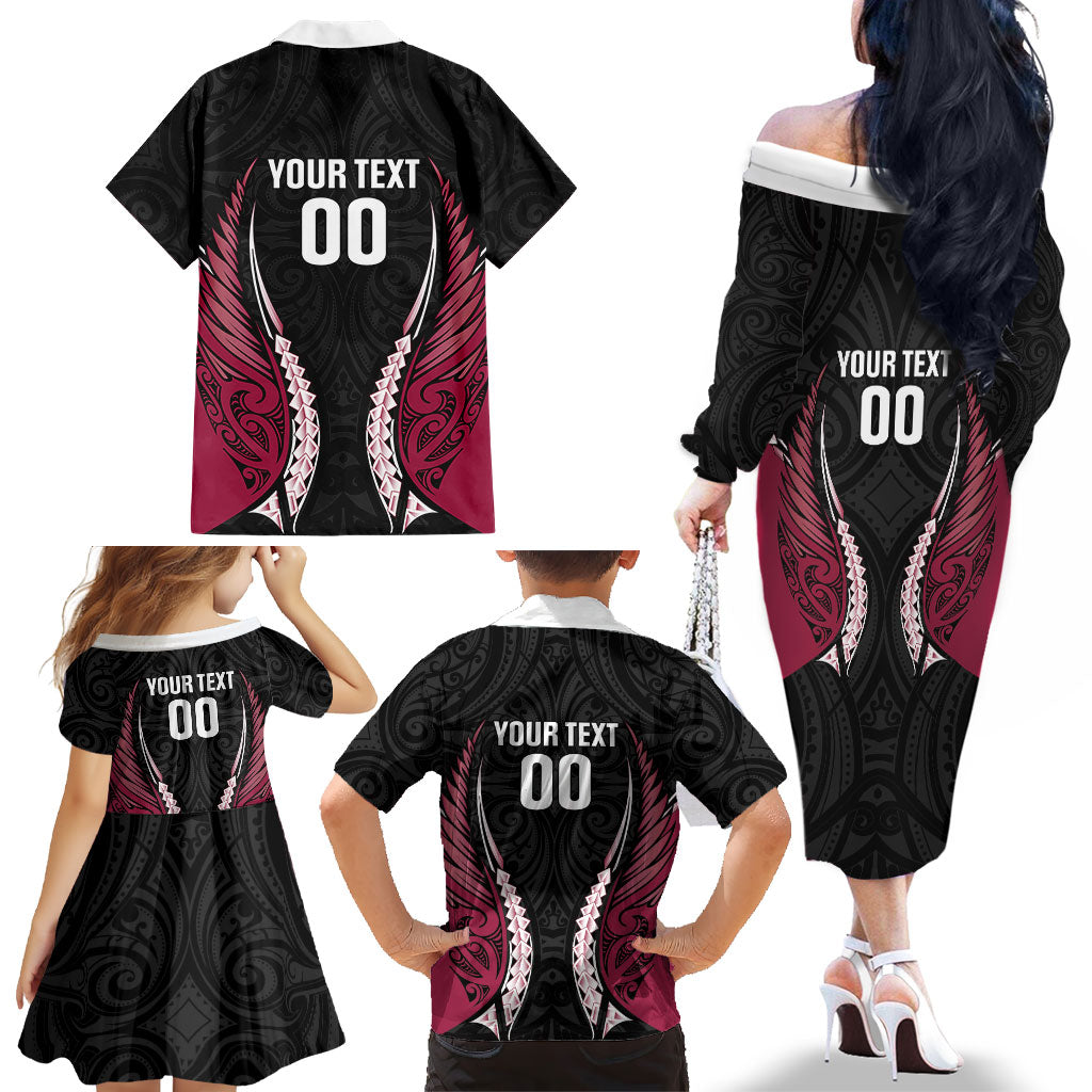 North Harbour 2026 Rugby Custom Family Matching Off The Shoulder Long Sleeve Dress and Hawaiian Shirt NZ Maori Silver Fern
