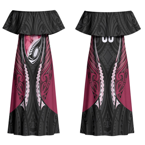 North Harbour 2026 Rugby Custom Family Matching Off Shoulder Maxi Dress and Hawaiian Shirt NZ Maori Silver Fern