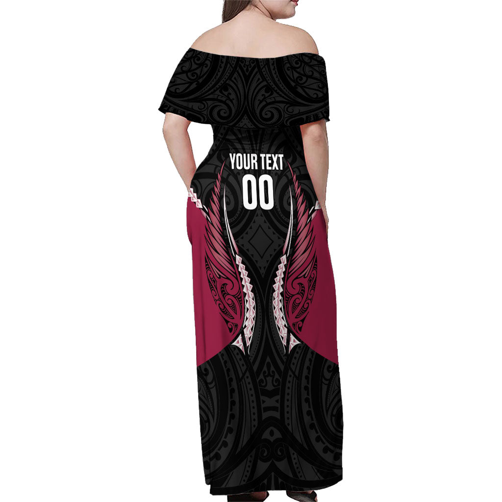 North Harbour 2026 Rugby Custom Family Matching Off Shoulder Maxi Dress and Hawaiian Shirt NZ Maori Silver Fern