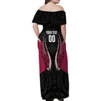 North Harbour 2026 Rugby Custom Family Matching Off Shoulder Maxi Dress and Hawaiian Shirt NZ Maori Silver Fern