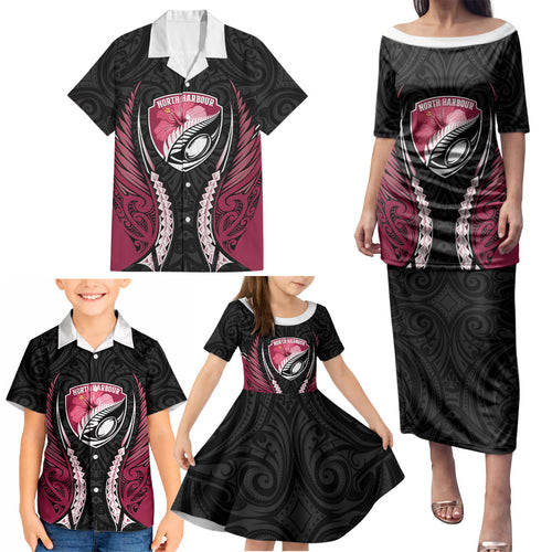 North Harbour 2026 Rugby Custom Family Matching Puletasi and Hawaiian Shirt NZ Maori Silver Fern