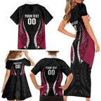 North Harbour 2026 Rugby Custom Family Matching Short Sleeve Bodycon Dress and Hawaiian Shirt NZ Maori Silver Fern