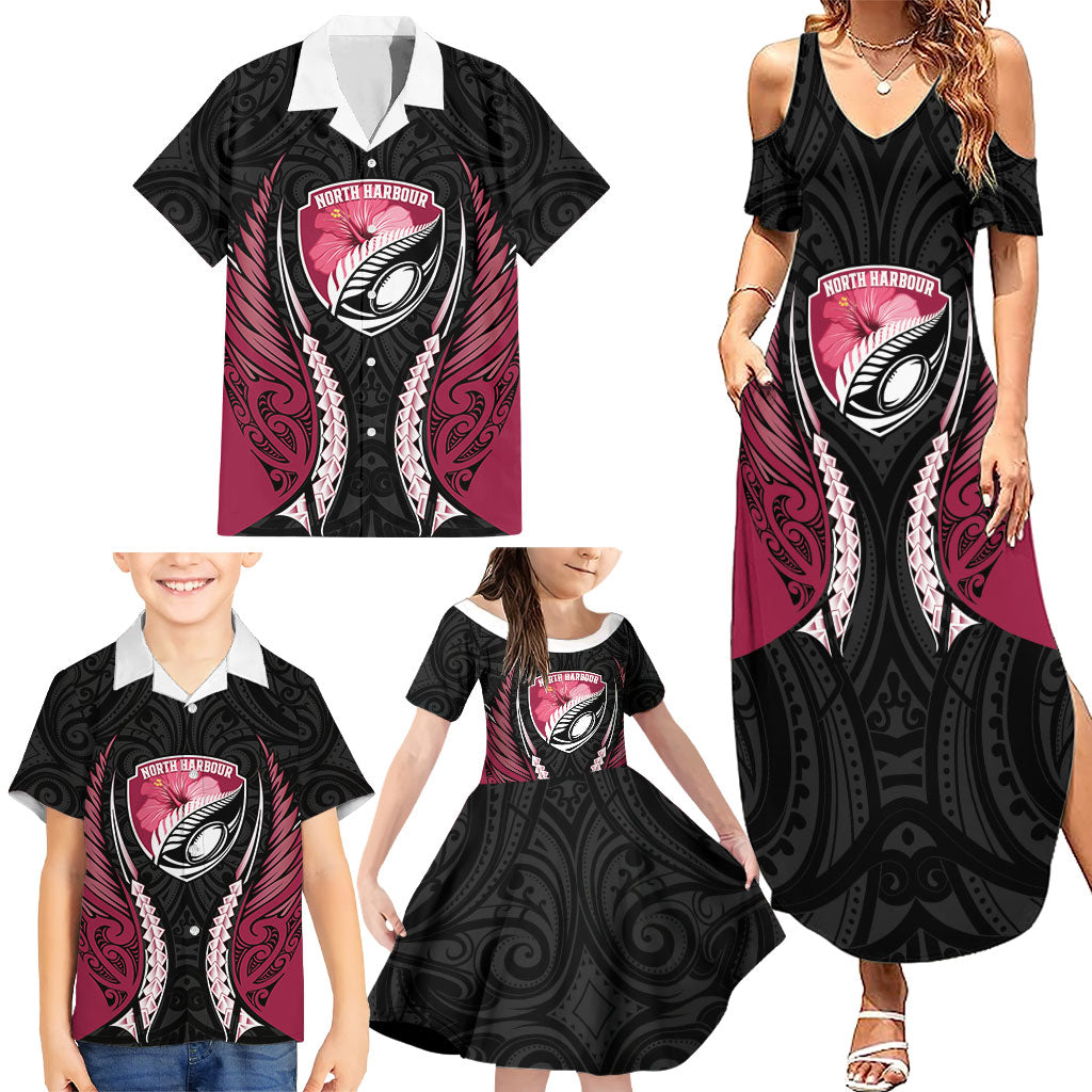 North Harbour 2026 Rugby Custom Family Matching Summer Maxi Dress and Hawaiian Shirt NZ Maori Silver Fern