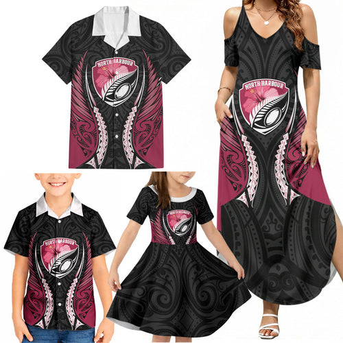 North Harbour 2026 Rugby Custom Family Matching Summer Maxi Dress and Hawaiian Shirt NZ Maori Silver Fern