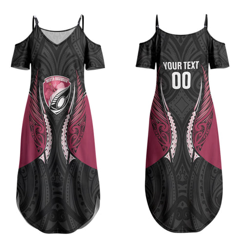 North Harbour 2026 Rugby Custom Family Matching Summer Maxi Dress and Hawaiian Shirt NZ Maori Silver Fern