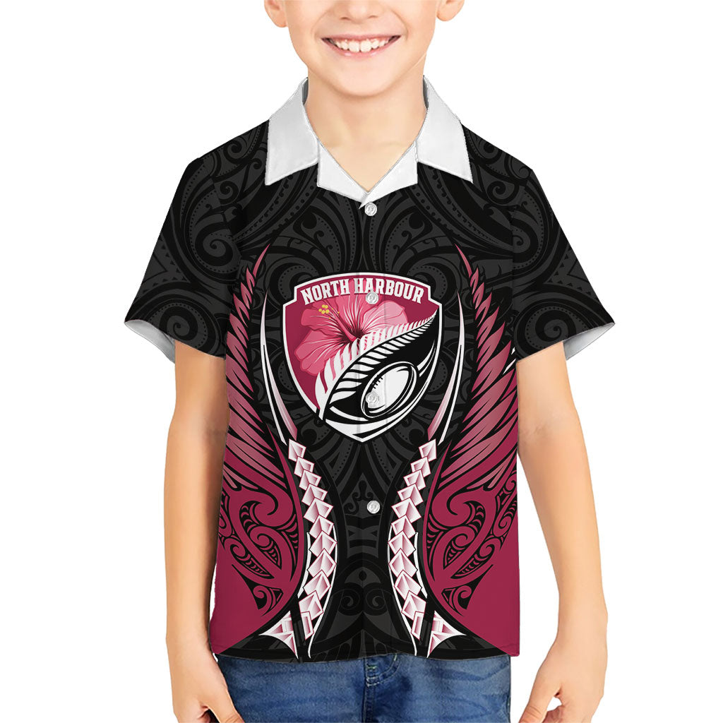 North Harbour 2026 Rugby Custom Kid Hawaiian Shirt NZ Maori Silver Fern
