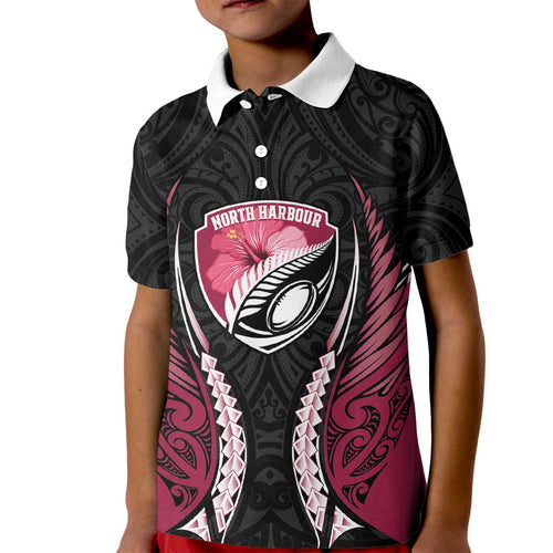 North Harbour 2026 Rugby Custom Kid Polo Shirt NZ Maori Silver Fern