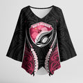 North Harbour 2026 Rugby Custom Kimono Sleeve Blouse NZ Maori Silver Fern