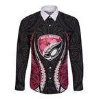 North Harbour 2026 Rugby Custom Long Sleeve Button Shirt NZ Maori Silver Fern
