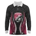 North Harbour 2026 Rugby Custom Long Sleeve Polo Shirt NZ Maori Silver Fern