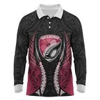 North Harbour 2026 Rugby Custom Long Sleeve Polo Shirt NZ Maori Silver Fern