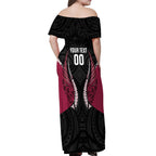 North Harbour 2026 Rugby Custom Off Shoulder Maxi Dress NZ Maori Silver Fern