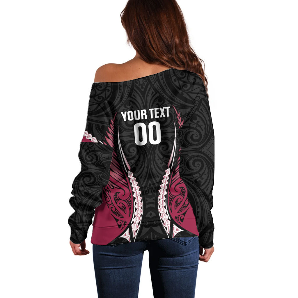 North Harbour 2026 Rugby Custom Off Shoulder Sweater NZ Maori Silver Fern