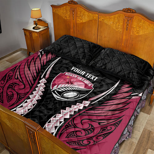 North Harbour 2026 Rugby Custom Quilt Bed Set NZ Maori Silver Fern