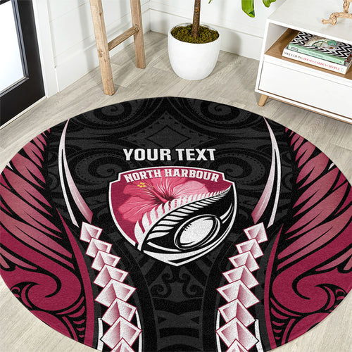 North Harbour 2026 Rugby Custom Round Carpet NZ Maori Silver Fern